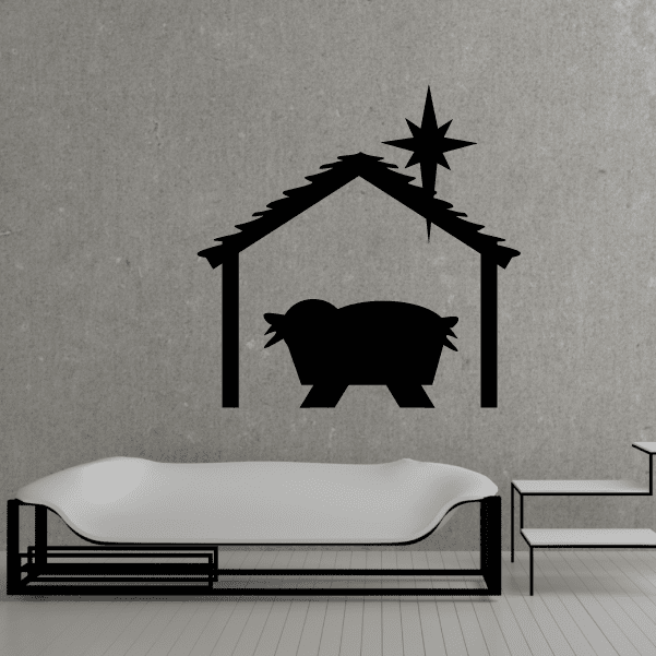 Image of Barn with Manger and Star Decal