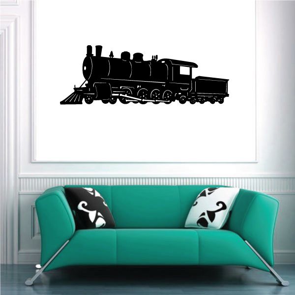 Black locomotive train wall decal with side profile silhouette