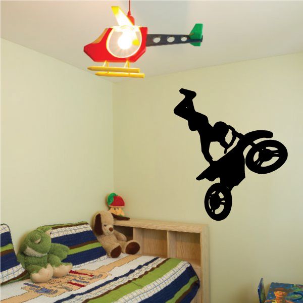 Black dirt bike decal silhouette with grab bar details
