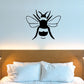 Bee wall decal, black and outlined cartoon bumblebee with wings