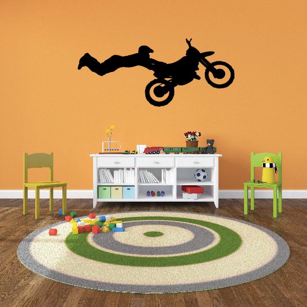Black dirt bike rider decal silhouette