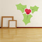 Holly berries and leaves printed wall decal, green leaves with red berries