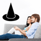 Witch hat decal, black conical hat with white band and brim outline