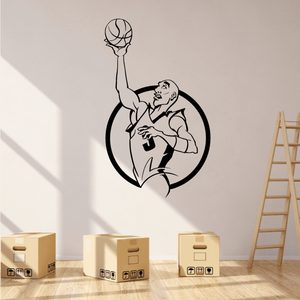 Image of Basketball Ball Catch Circle Framing Player Decal