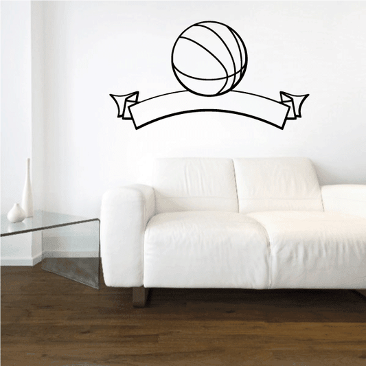 Image of Basketball Ball Frame Ribbon Banner Style Decal