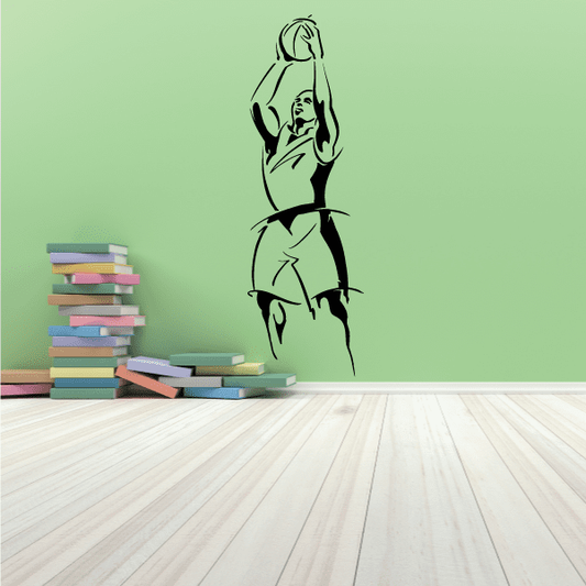 Image of Basketball Ball Toss Action Pose Decal