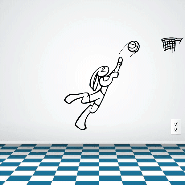 Image of Basketball Bunny Shooting Hoop Decal