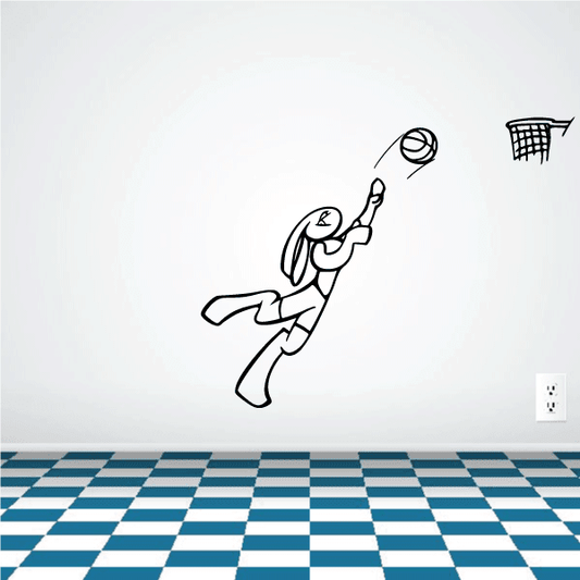 Image of Basketball Bunny Shooting Hoop Decal