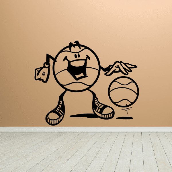 Image of Basketball Cartoon Dribbling Ball Decal