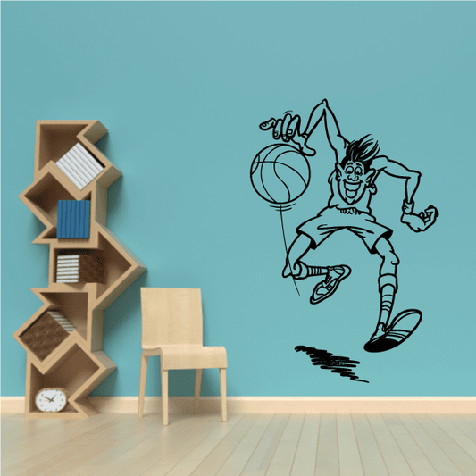 Image of Basketball Cartoon Player Running Decal