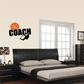 Coach basketball wall decal with COACH text, basketball and whistle icon
