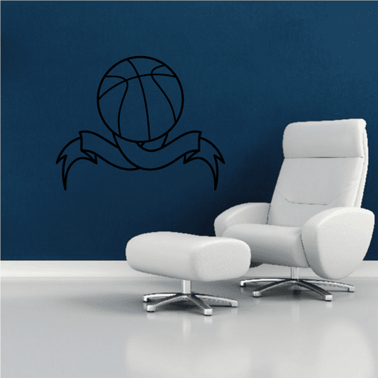 Image of Basketball Crossing Ribbon Banner Decal