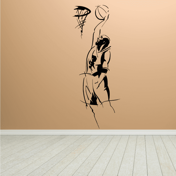 Image of Basketball Expressive Lines Player Dunking in Hoop Decal