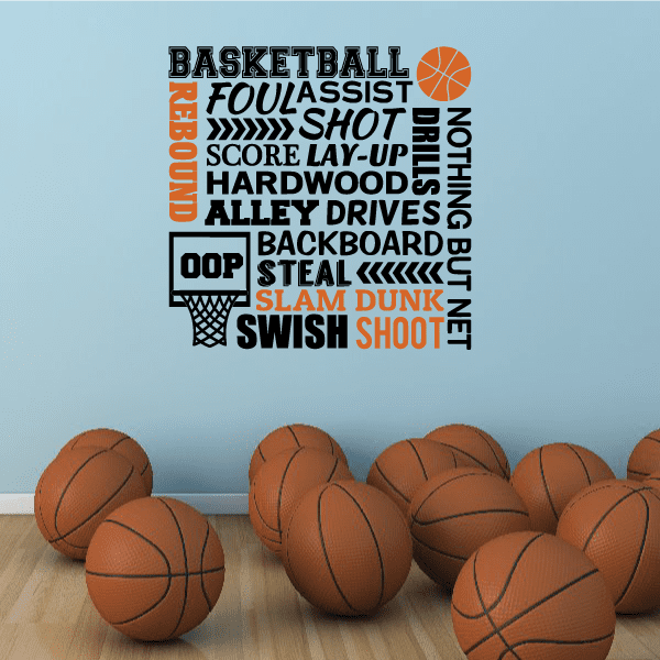 Image of Basketball Foul Assist Shot Score Text Decal