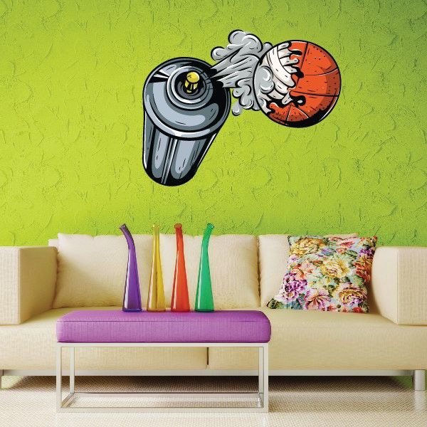 Image of Basketball Graffiti Spray Can Sticker