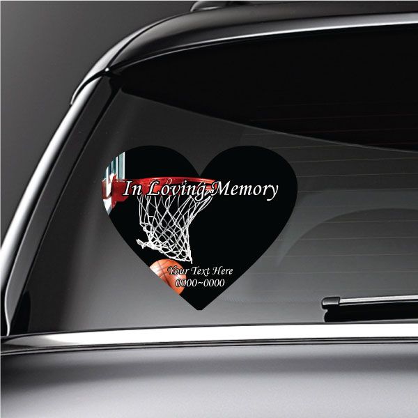 Image of Basketball Hoop In Loving Memory Custom Heart Sticker