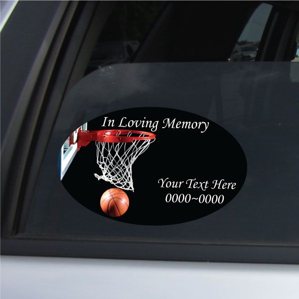 Image of Basketball Hoop In Loving Memory Custom Oval Sticker