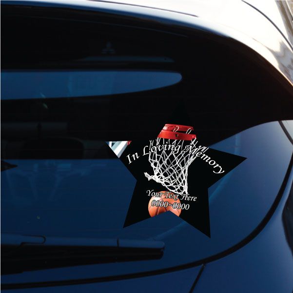 Image of Basketball Hoop In Loving Memory Custom Star Sticker