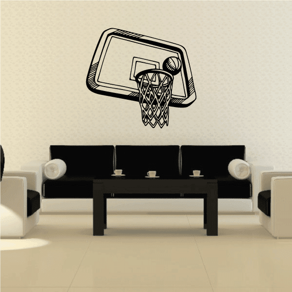 Image of Basketball Hoop Net and Ball Decal