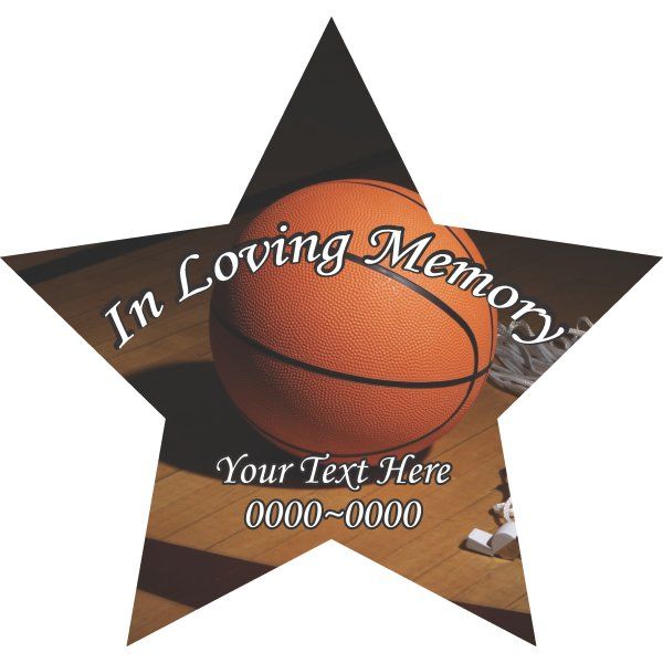 Image of Basketball In Loving Memory Custom Star Sticker