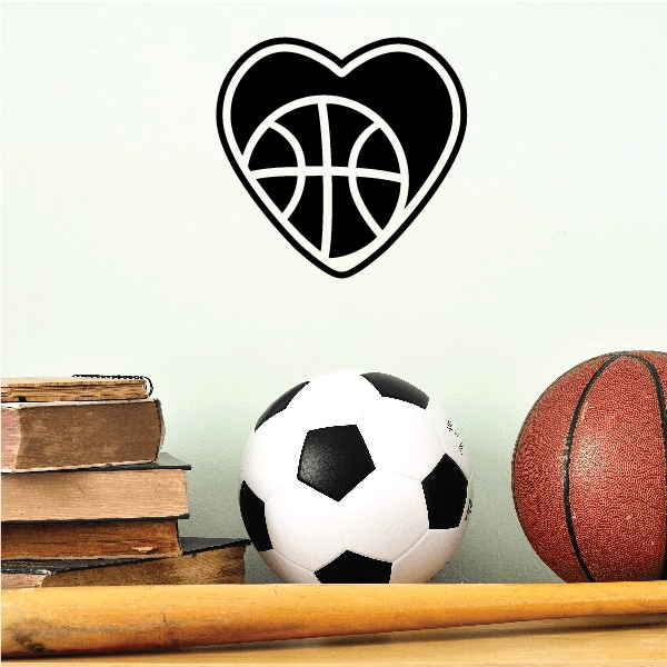 Image of Basketball Inside Heart Decal