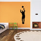 Basketball jumpshot wall decal with black player silhouette shooting a basketball