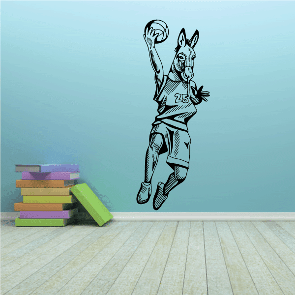 Image of Basketball Mascot Donkey Mule Ball Toss Decal