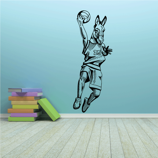 Image of Basketball Mascot Donkey Mule Ball Toss Decal