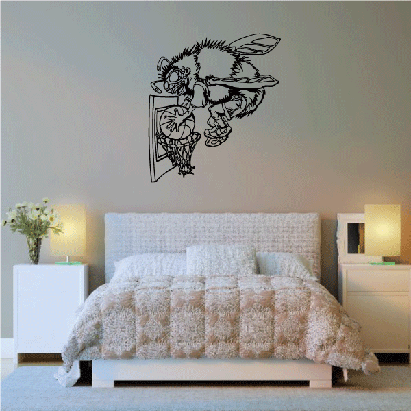 Image of Basketball Mascot Hornet Bee Dunking Decal