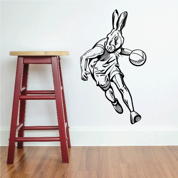 Image of Basketball Mascot Rabbit Hare Decal