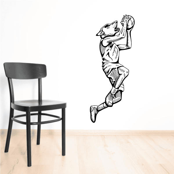 Image of Basketball Mascot Wolf Jump Decal