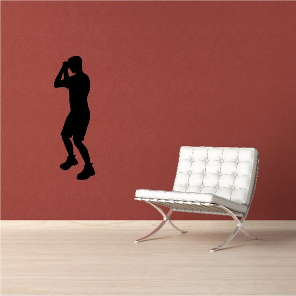 Basketball player praying decal, black silhouette with hands clasped