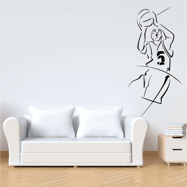 Image of Basketball Step Back Jump Shot Action Decal