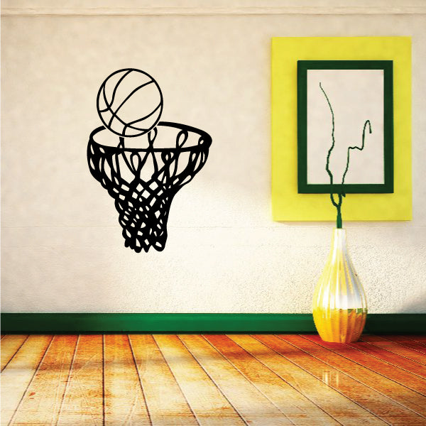 Image of Basketball Toss into Net Rim Decal