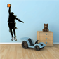 Black silhouette basketball player decal with orange ball