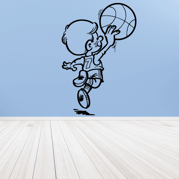 Image of Basketball Young Boy Ball Toss Decal