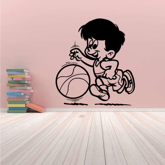 Image of Basketball Young Boy Dribbling Decal