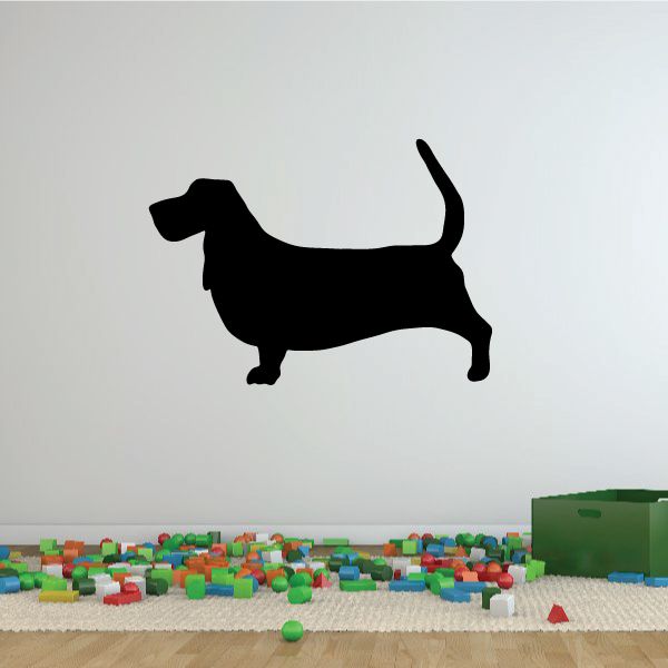 Basset hound decal, black dog silhouette