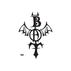 Black bat graffiti decal with stylized 'B' emblem and winged outline