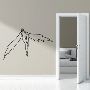 Bat winged fairy wall decal, black outline silhouette