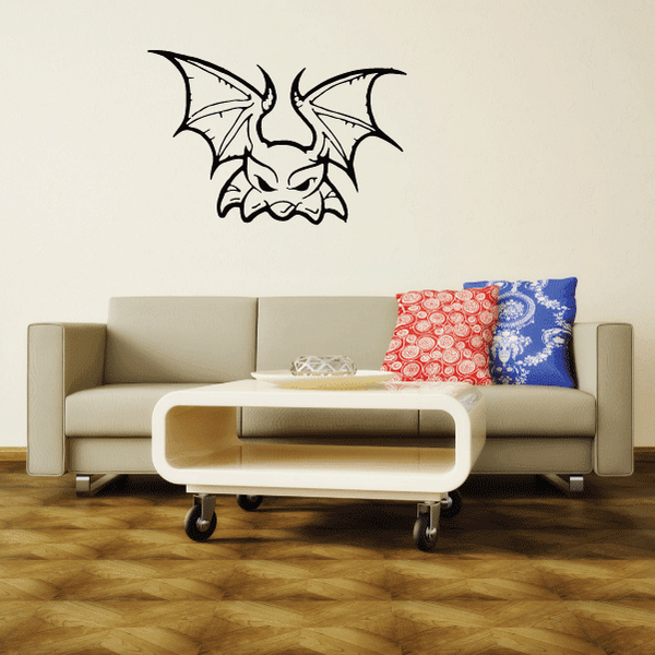 Bat wings masquerade mask decal with black bat graphic and white face interior