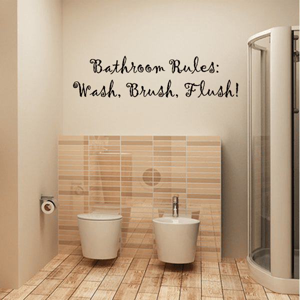 Image of Bathroom Rules Wash Brush and Flush Wall Decal