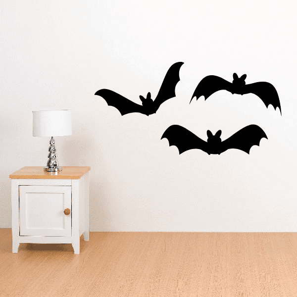 Image of Bats Halloween Holiday Vinyl Wall Decal Mural Quotes Words ARTH3H4compact