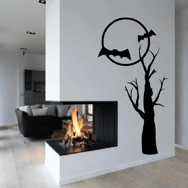 Image of Bats Moon & Tree Decal