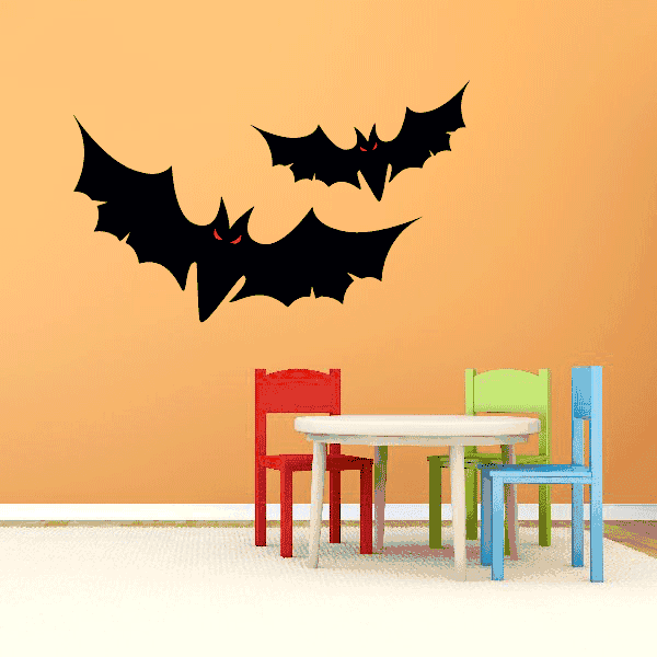 Black bat wall decal vinyl sticker with three clustered flying bats