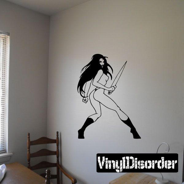 Image of Battling Warrior Woman Decal