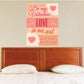 Valentine love quote sticker, pink and peach design with hearts and the words 'Be my Valentine'.