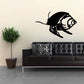 Beach hermit crab wall decal with black crab and white shell detail