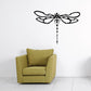 Beaded tail wing dragonfly decal, black line art with dangling tail