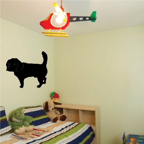 Black beagle dog silhouette wall decal, looking over to the side